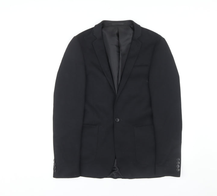 ASOS Men's Black Blazer, UK 36, Regular Fit, Formal
