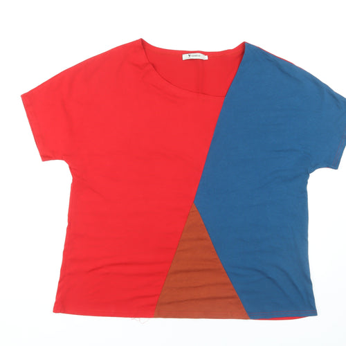 YIDARTON Women's Red Colourblock T-Shirt, 2XL