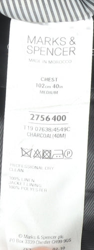 Marks and Spencer Men's Grey Blazer, Size M, Single-Breasted