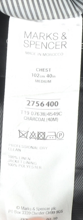 Marks and Spencer Men's Grey Blazer, Size M, Single-Breasted