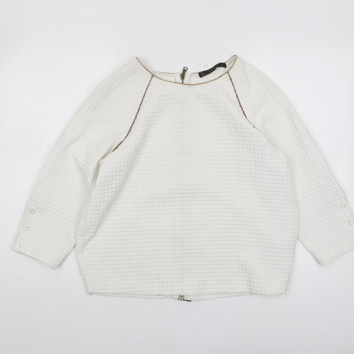 Zara Basic Women's White Basic Top, Size S, Zip Accent