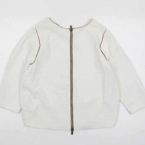 Zara Basic Women's White Basic Top, Size S, Zip Accent