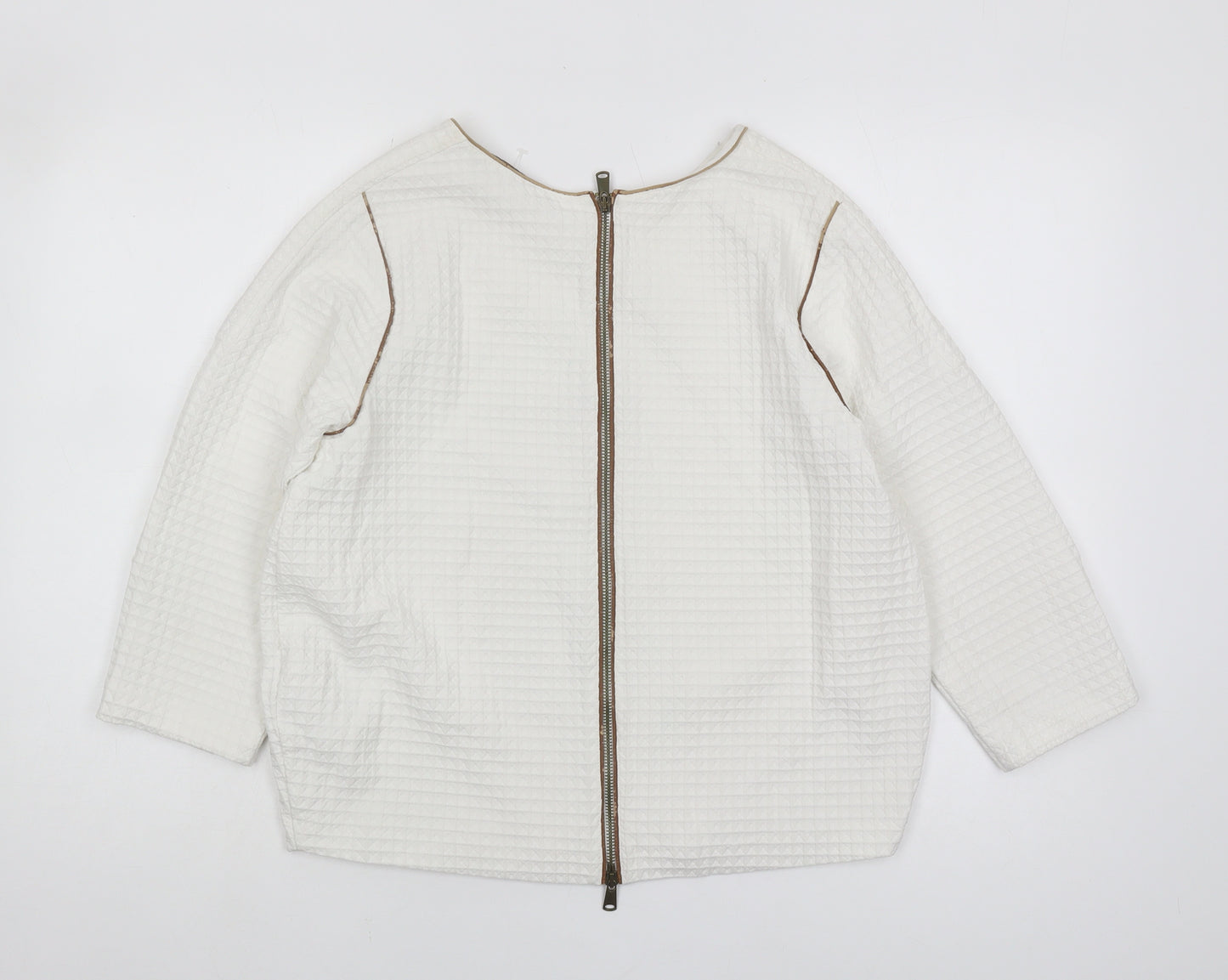 Zara Basic Women's White Basic Top, Size S, Zip Accent
