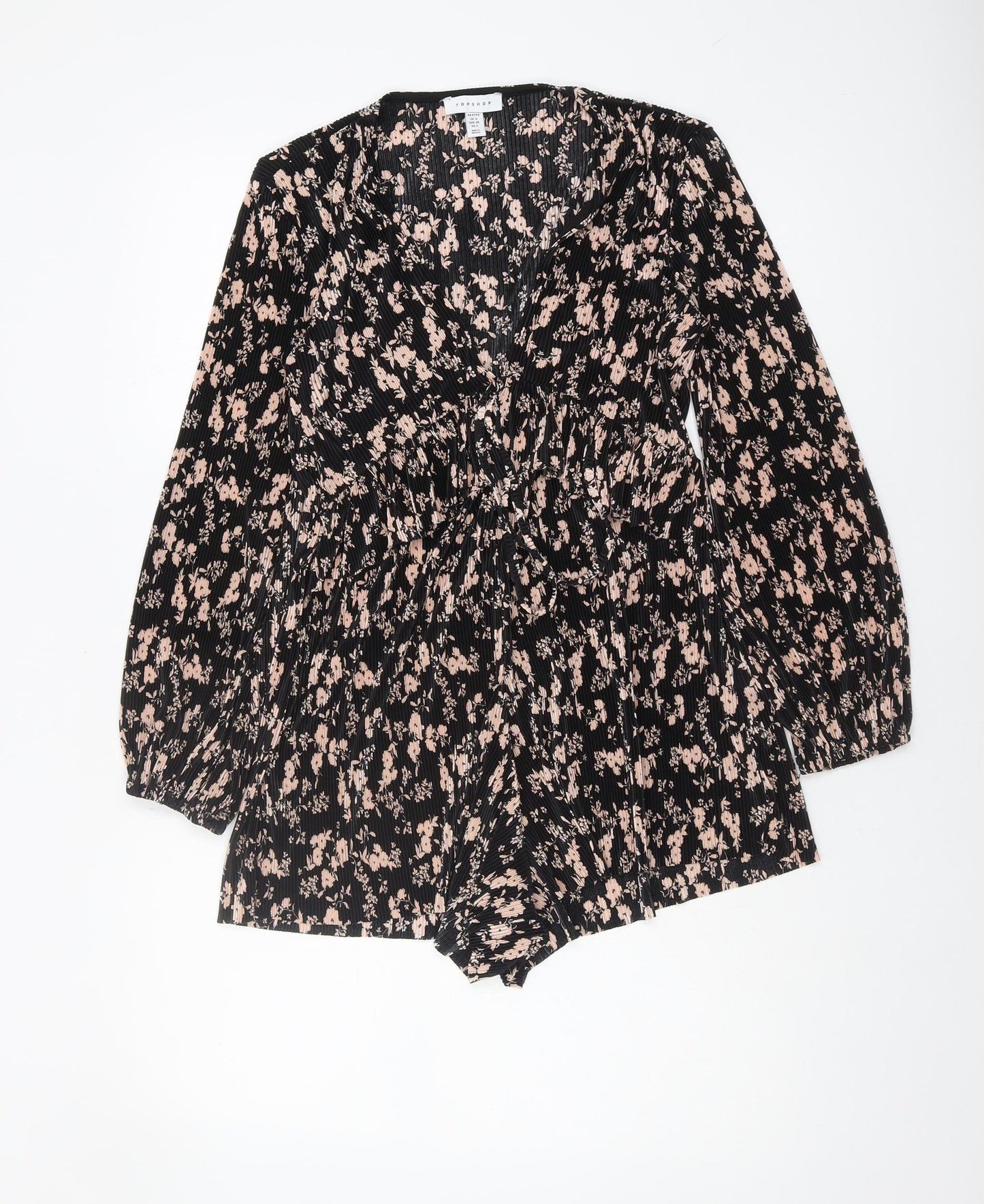 Topshop Women's Black Floral Playsuit Size 6 Petite