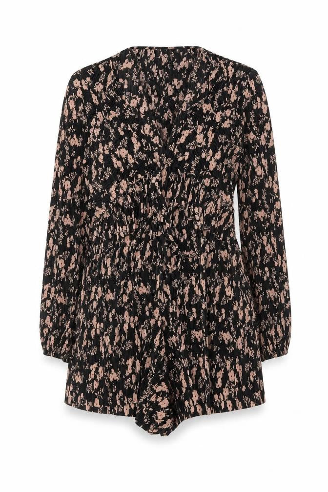 Topshop Women's Black Floral Playsuit Size 6 Petite