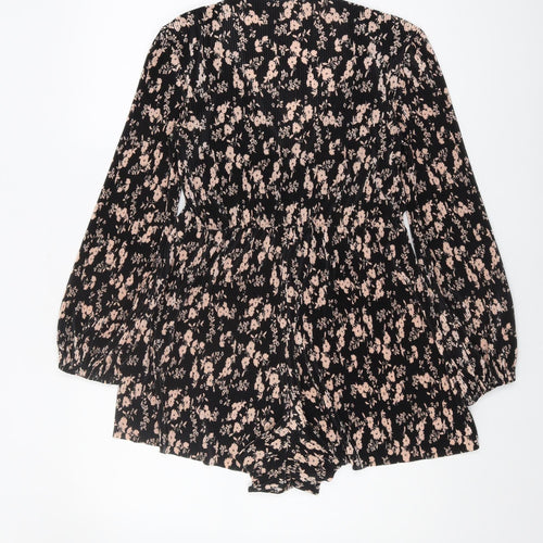 Topshop Women's Black Floral Playsuit Size 6 Petite