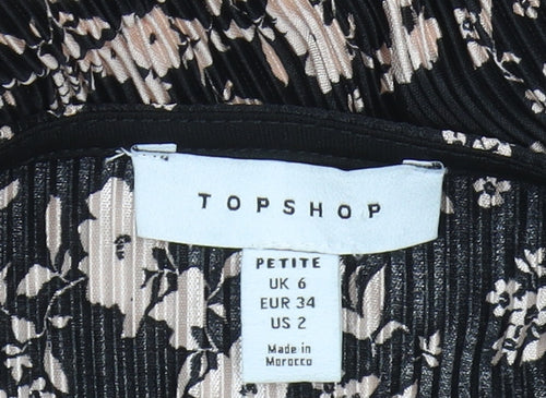Topshop Women's Black Floral Playsuit Size 6 Petite