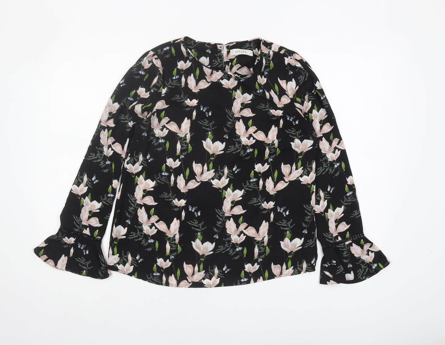 Oasis Women's Black Floral Blouse Size 10