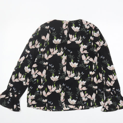 Oasis Women's Black Floral Blouse Size 10