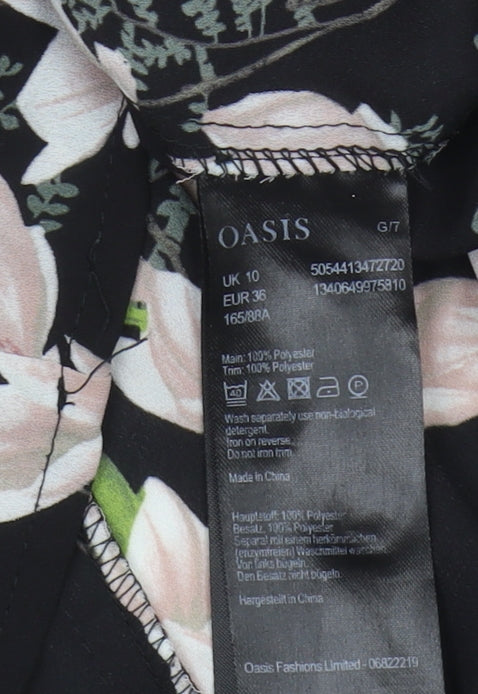 Oasis Women's Black Floral Blouse Size 10