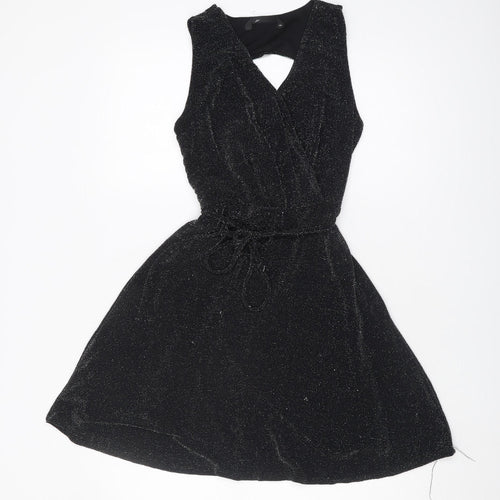 Dunnes Women's Black Wrap Dress Size 10 Party/Sleeveless