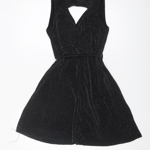 Dunnes Women's Black Wrap Dress Size 10 Party/Sleeveless