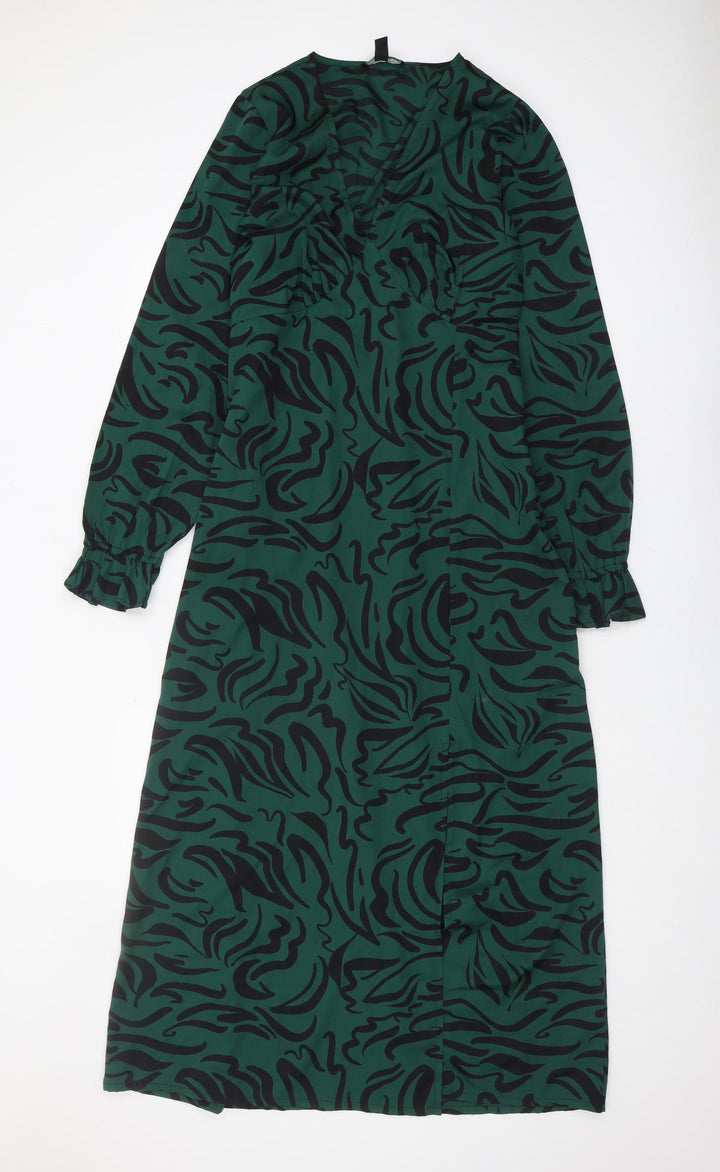 New Look Tall Green Animal Print Dress, Size 12