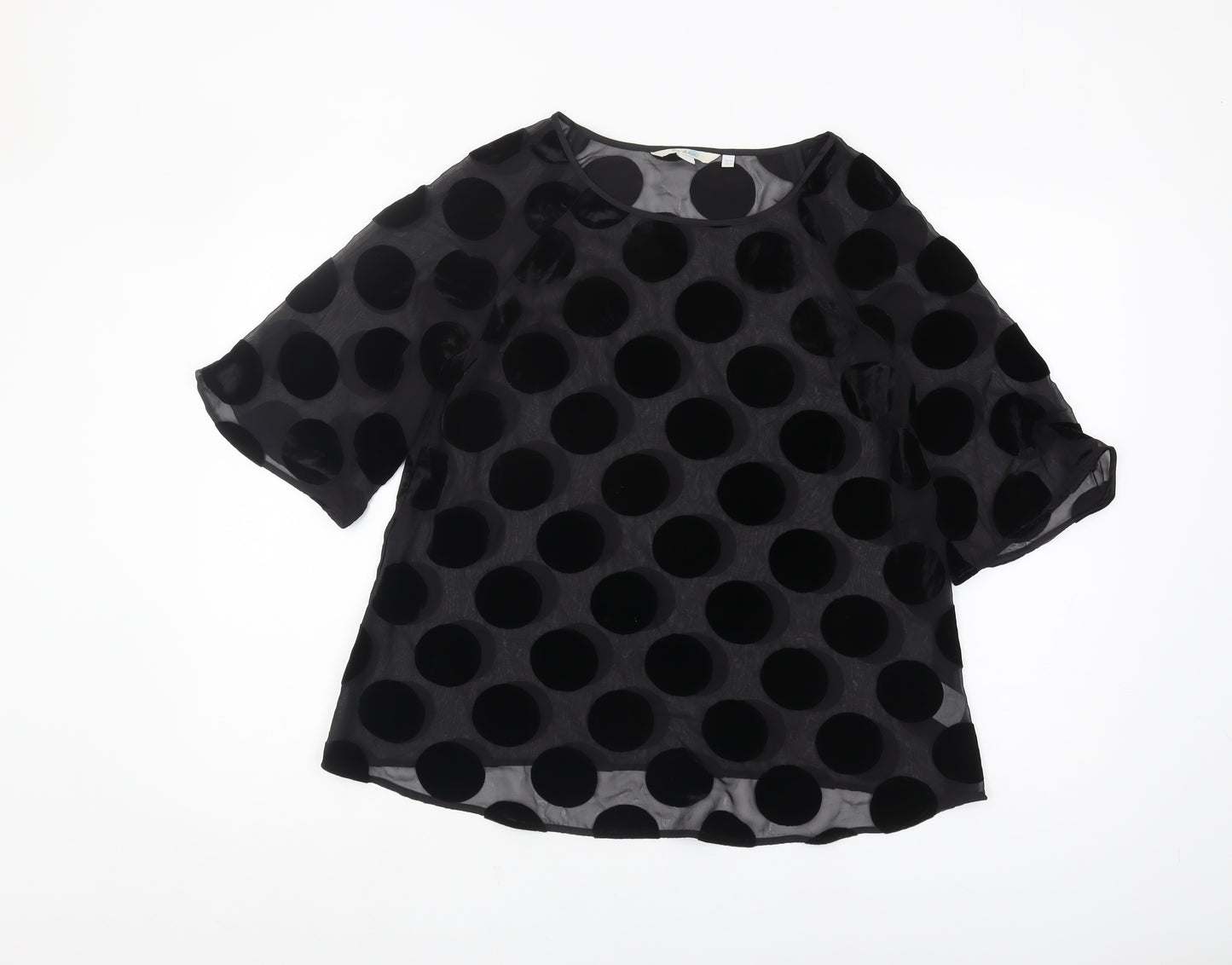 Boden Women's Black Polka Dot Blouse Size 10