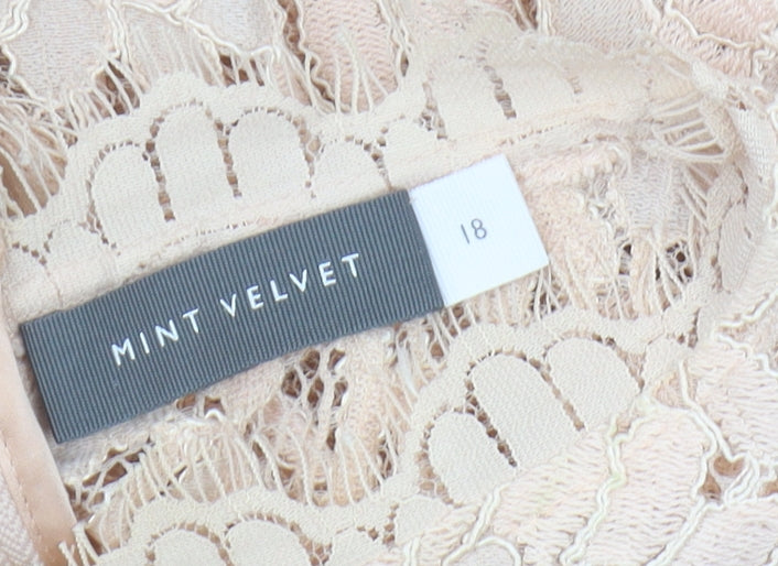 Mint Velvet Women's Beige Lace Tunic Blouse Size 18