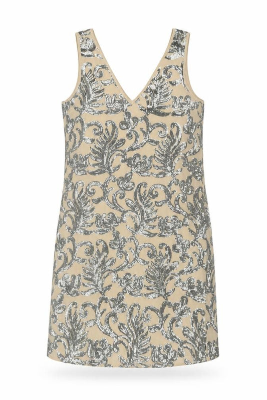 Front view of River Island Women's Beige Sleeveless Dress