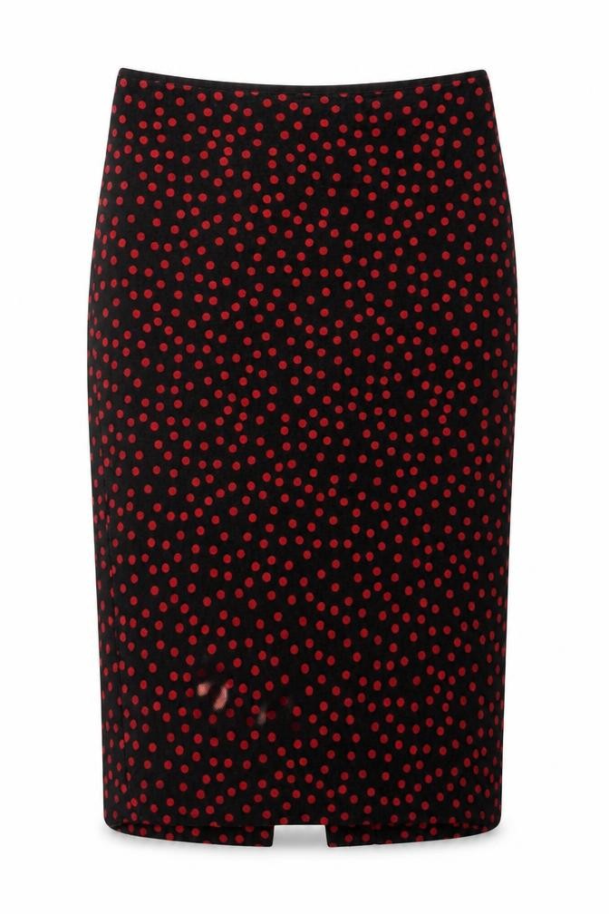 Front view of Marks & Spencer Women's Black Polka Dot Pencil Skirt 10