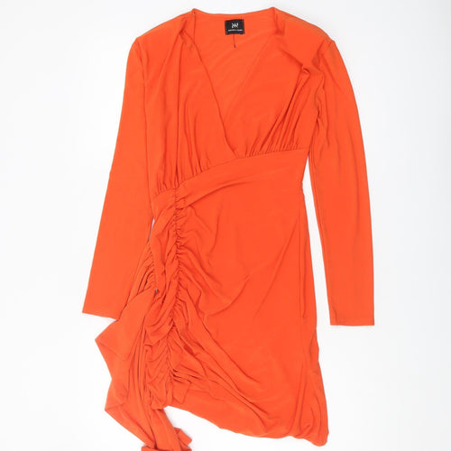 Ruched & Ready Women’s Orange Wrap Dress S