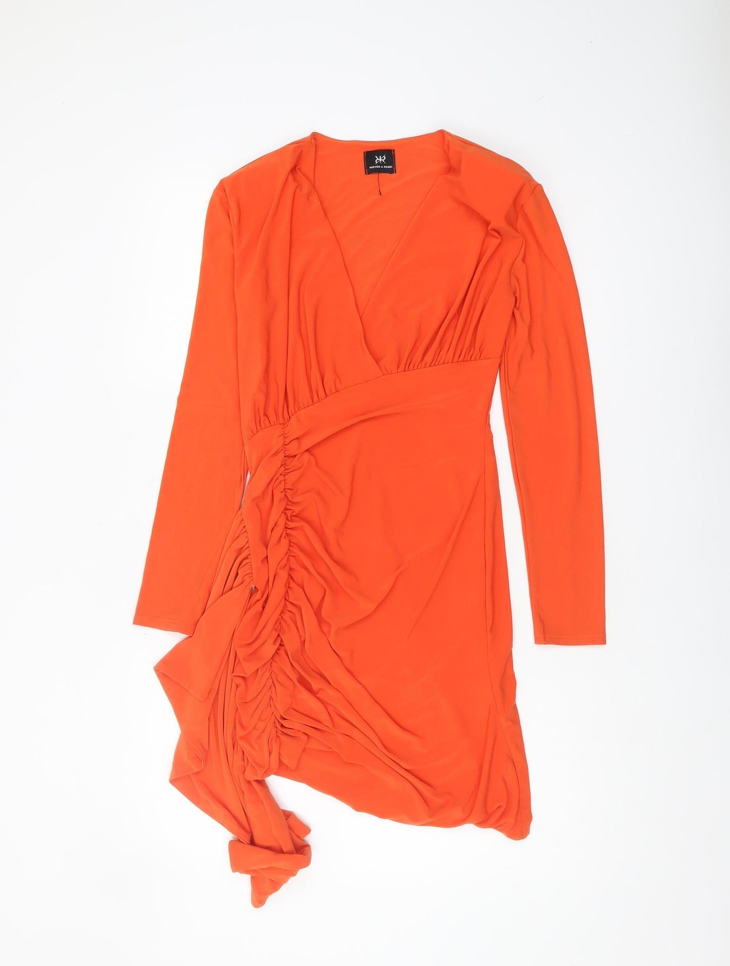 Ruched & Ready Women’s Orange Wrap Dress S