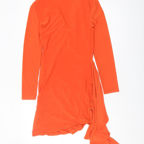Ruched & Ready Women’s Orange Wrap Dress S
