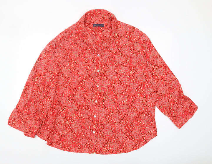 Marks and Spencer Women's Red Button-Up Shirt, Size 20