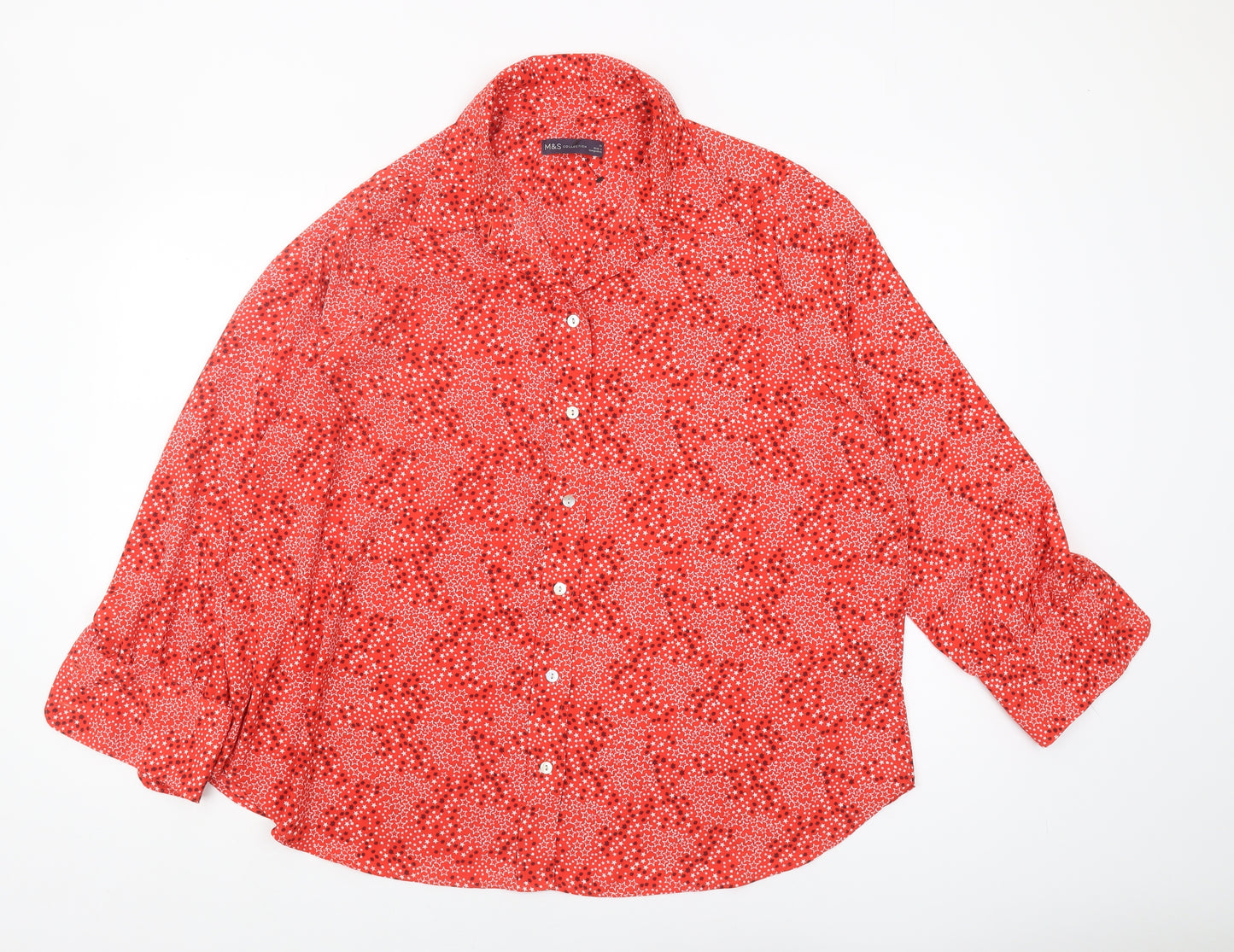 Marks and Spencer Women's Red Button-Up Shirt, Size 20