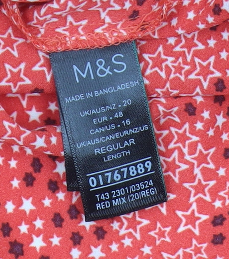 Marks and Spencer Women's Red Button-Up Shirt, Size 20