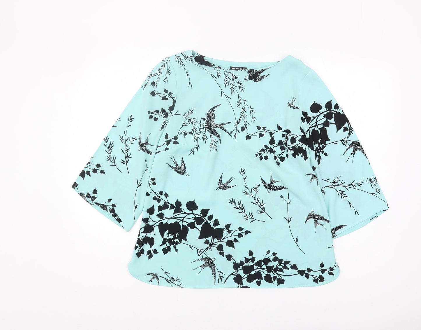 Warehouse Women's Blue Animal Print Top Size 12