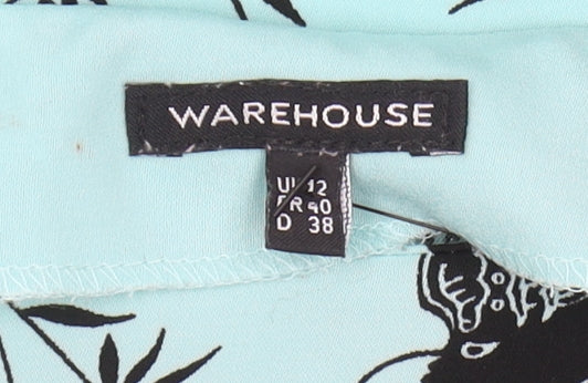 Warehouse Women's Blue Animal Print Top Size 12