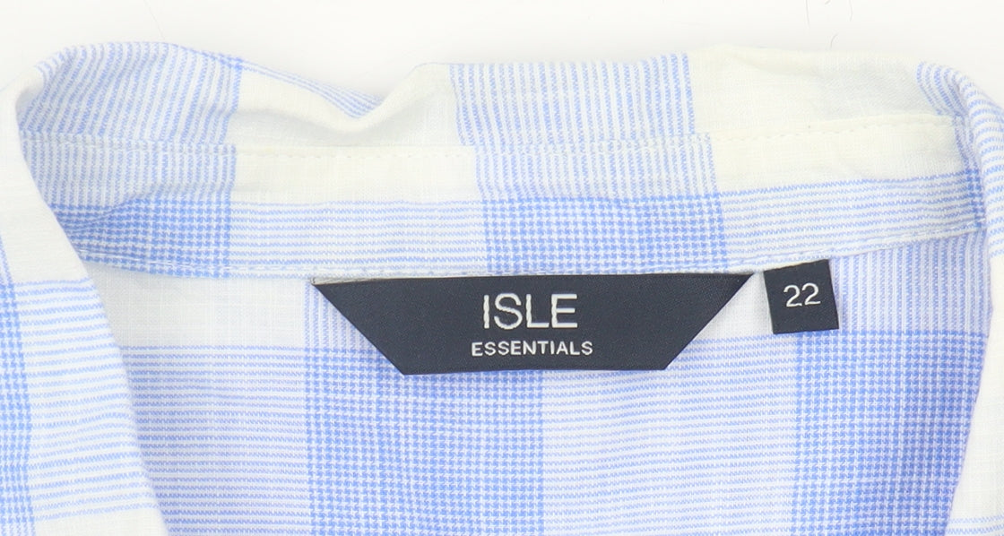 Isle Essentials Women's Blue Plaid Button-Up Shirt