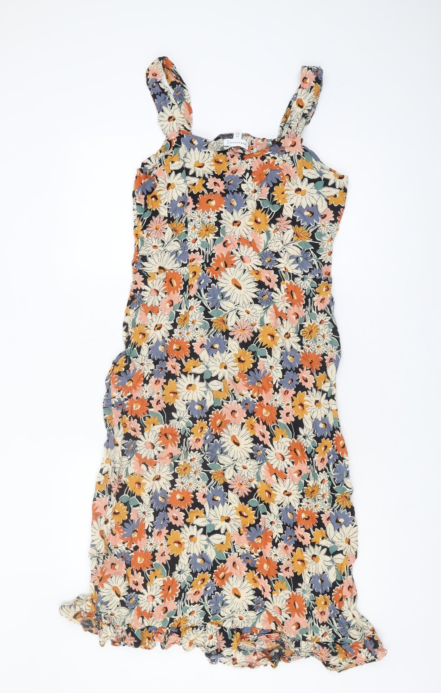 Warehouse Floral Sleeveless Dress, Multicoloured, Size 14