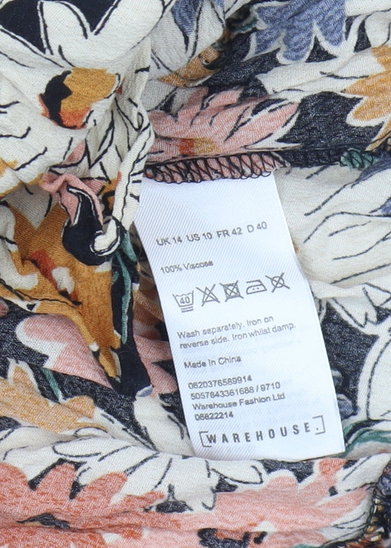 Warehouse Floral Sleeveless Dress, Multicoloured, Size 14