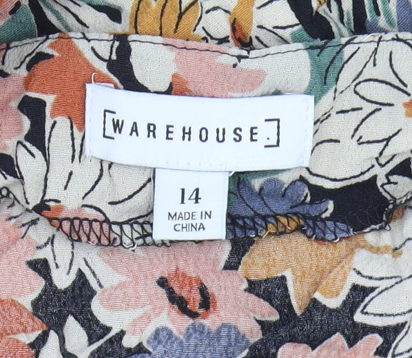 Warehouse Floral Sleeveless Dress, Multicoloured, Size 14