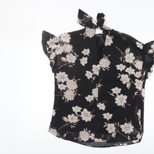 M&Co Women's Black Floral Blouse, Size 14, Tunic Top