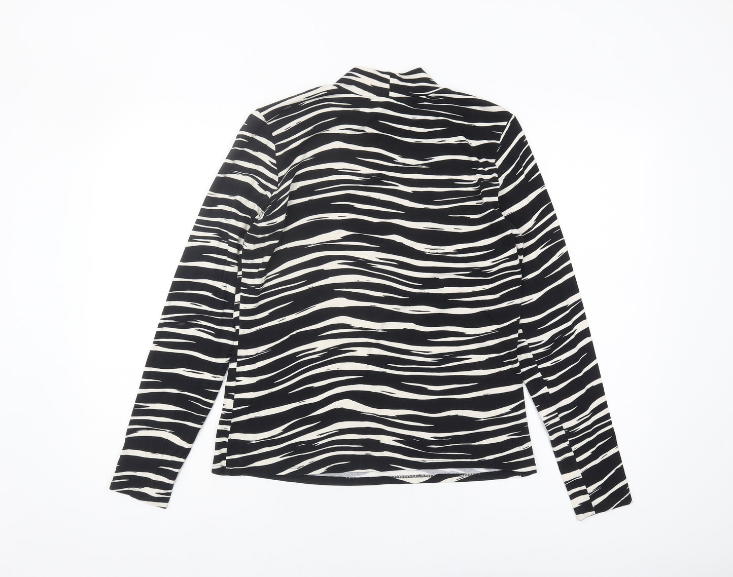 Warehouse Women's Black Animal Print Mock Neck Top Size 14