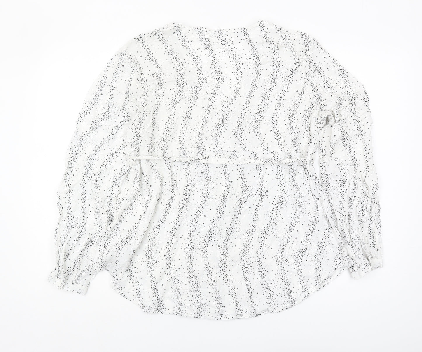 JoJo Maman Bébé Women's White Animal Print Wrap Blouse L