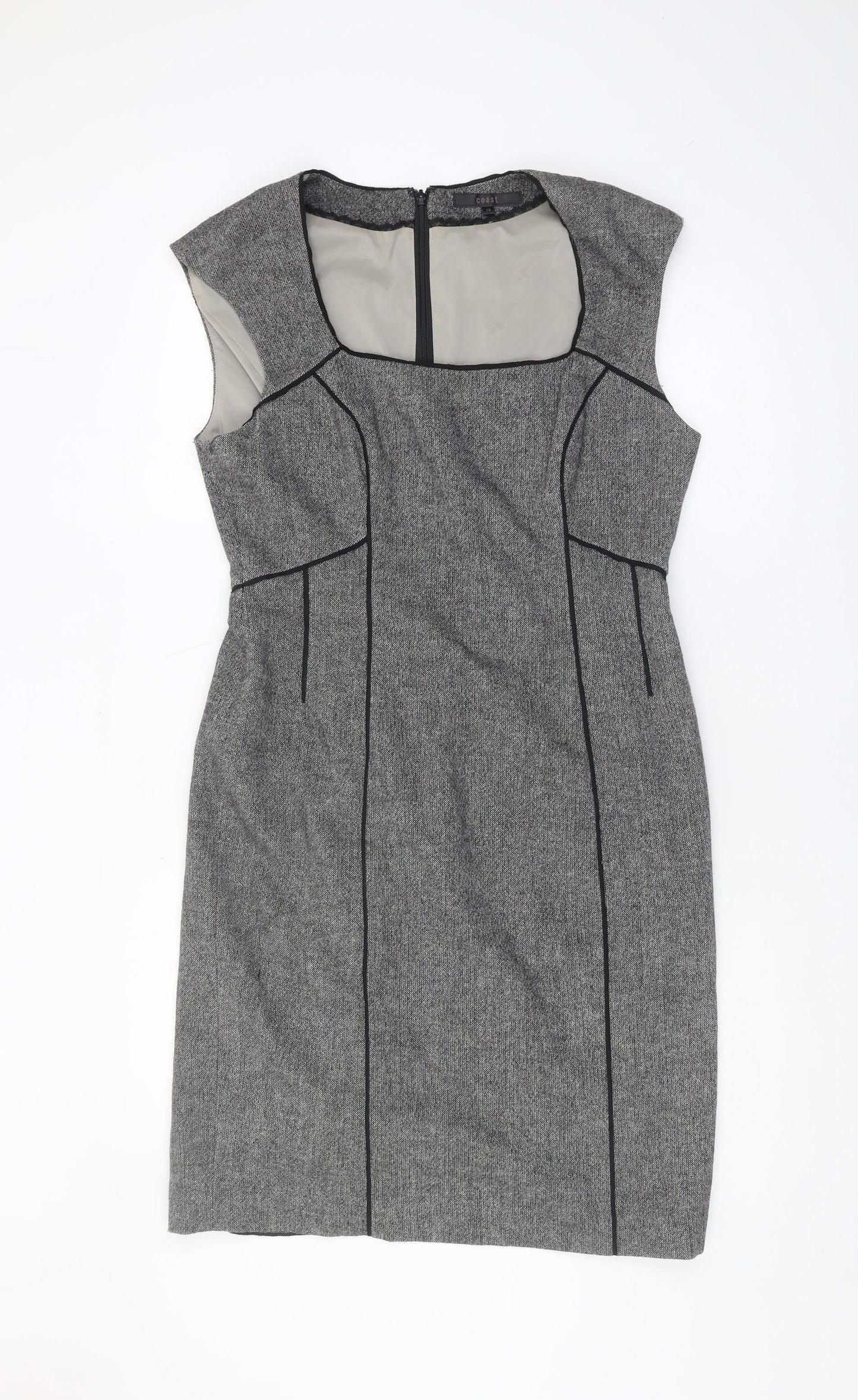 Coast Women's Grey Sheath Dress Size 14 Workwear