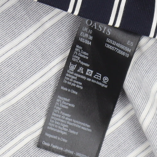 Oasis Women's Black Striped Bodycon Dress - Size 10
