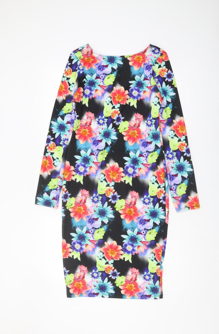 Lipsy Women's Multicoloured Floral Bodycon Dress Size 10