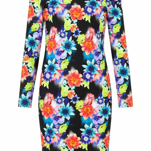 Lipsy Women's Multicoloured Floral Bodycon Dress Size 10