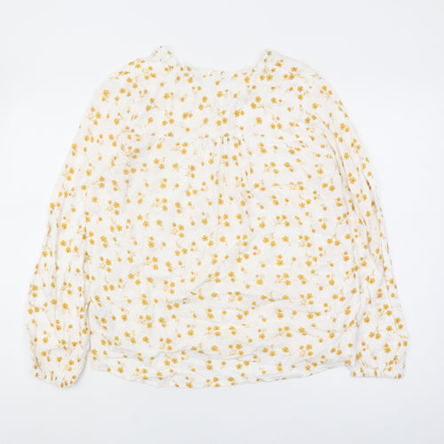 Marks and Spencer Women's Floral Blouse Ivory Size 12