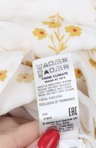 Marks and Spencer Women's Floral Blouse Ivory Size 12