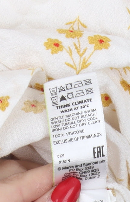 Marks and Spencer Women's Floral Blouse Ivory Size 12