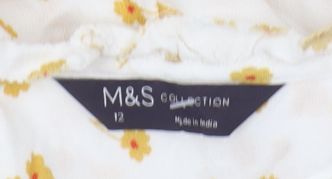 Marks and Spencer Women's Floral Blouse Ivory Size 12