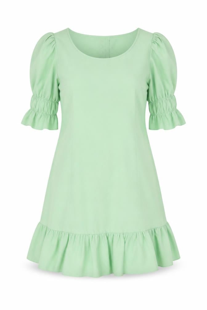 NA-KD Women's Green Mini Dress Size 12 with Puff Sleeves