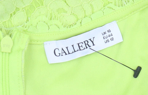Gallery Women's Green Sheath Dress, Size 16, Elegant Partywear