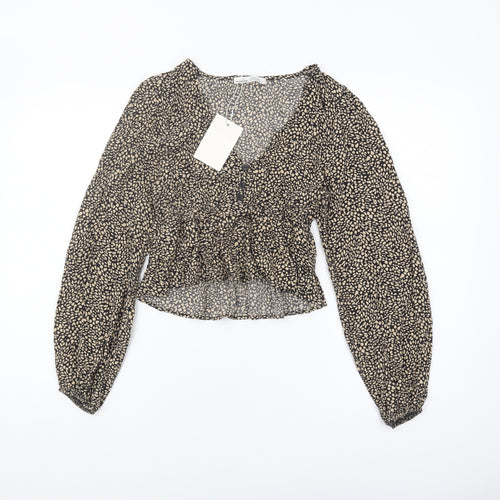 Pull&Bear Women's Cropped V-Neck Blouse XS