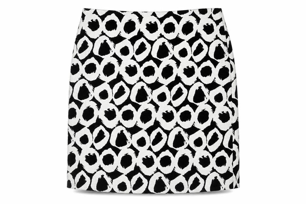 Front view of Marks & Spencer Women's Black/White Knee Length Skirt