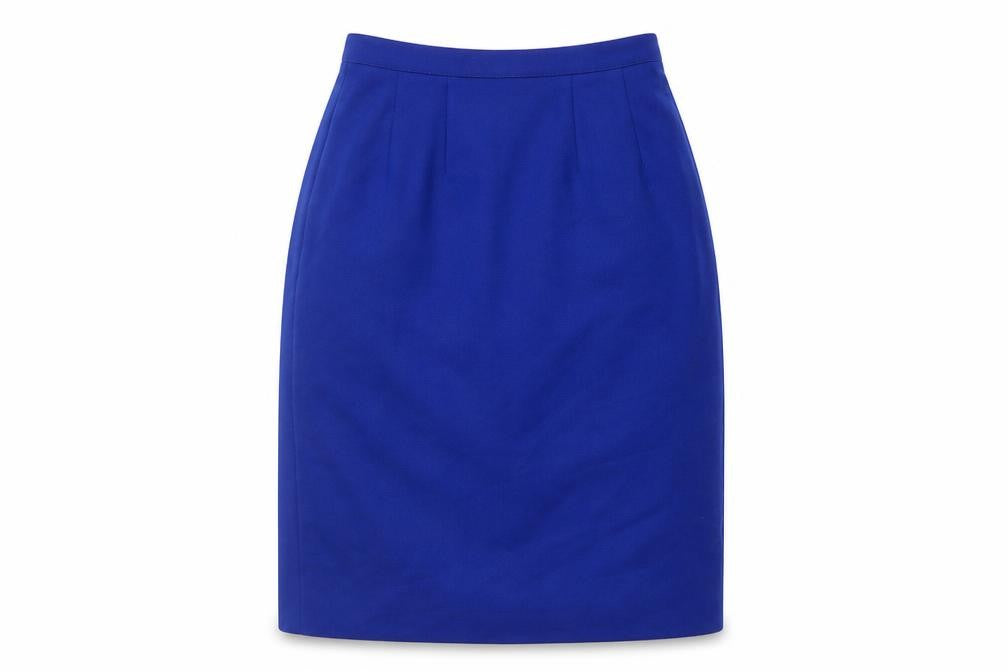 Front view of Planet Women's Blue Wool Pencil Skirt, size 8