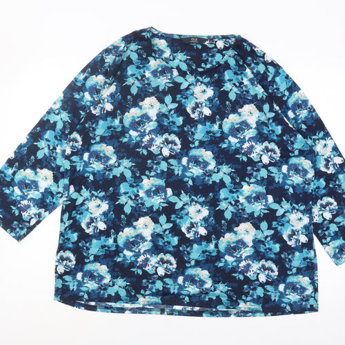 Isle Essentials Women's Blue Floral Top XL